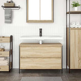 Bathroom Basin Cabinet with Drawers Sonoma Oak 90x34.5x60 cm 861878