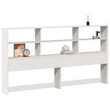 Headboard with Storage White 180 cm Solid Wood Pine 855652