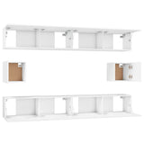 6 Piece TV Cabinet Set White Engineered Wood 3114366