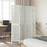 Room Divider 4 Panels White Solid Wood Paulownia 358674