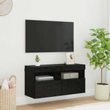TV Wall Cabinet Black Oak 80 x 30 x 40 cm Engineered Wood 882981