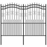Garden Fence KAMPEN with Spear Top Black 240x175cm Steel 151088