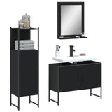 3 Piece Bathroom Cabinet Set Black Engineered Wood 3214349