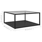 Coffee Table Transparent and Black 80x80x35 cm Tempered Glass 322896