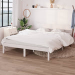 Bed Frame without Mattress White Solid Wood Pine King Size 810153