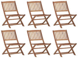 Folding Outdoor Chair Set of 6 Natural Wood Solid Acacia Wood 3074938