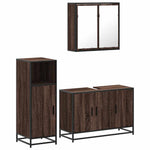 ZNTS 3 Piece Bathroom Furniture Set Brown Oak Engineered Wood 3300954