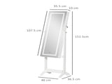 Jewellery Cabinet with LED Light, Lockable Jewellery Organiser with Full-Length Mirror for Bedroom T3398P329937