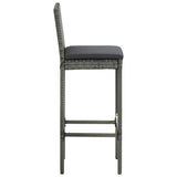 5 Piece Garden Bar Set with Cushions Poly Rattan Grey 3095416