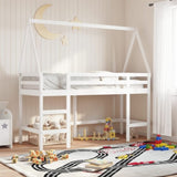 ZNTS Loft Bed with Ladder and Roof without Mattress White 90x200 cm 3282111