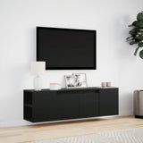 TV Wall Cabinet with LED Lights Black 135x31x39.5 cm 852384