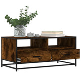 ZNTS Coffee Table Smoked Oak 100x50x45 cm Engineered Wood and Metal 848786