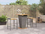 3 Piece Garden Bar Set Grey Poly Rattan&Solid Wood Acacia 3187723