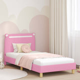Children's Bed Frame with Headboard Pink 90 x 190 cm Fabric 42011222