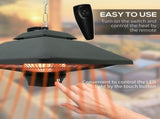Hanging Electric Patio Heater with 2 Power Settings, 1000/2000W Waterproof Ceiling Mounted Aluminium T3398P548505