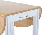 Folding 3 Pieces Bar Table Set, Mobile Dining Table and 2 Stools with Storage Shelf, 2 Drawers and 6 T3398P330500