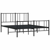 Metal Bed Frame without Mattress with Footboard Black 140x200cm 352499