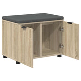 Hall Bench with Cushion with Shelf Sonoma Oak 60 x 38 x 46 cm 891474