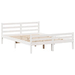 ZNTS Bed Frame without Mattress White 140x200 cm Solid Wood Pine 3301611