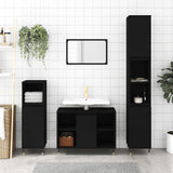 ZNTS 3 Piece Bathroom Furniture Set Black Engineered Wood 3190292