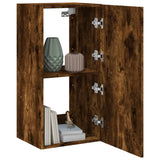 TV Wall Cabinet with LED Lights Smoked Oak 40.5x35x80 cm 837264