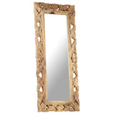 Hand Carved Mirror Brown 110x50 cm Solid Mango Wood 321640