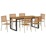 Garden Dining Set 7 pcs Beige Solid Acacia Wood 3365465