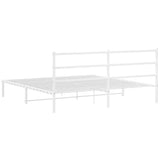 Metal Bed Frame without Mattress with Headboard White 193x203cm 355420