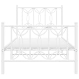Metal Bed Frame without Mattress with Footboard White 90x190cm 376187