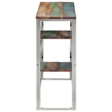 Console Table Silver Stainless Steel and Solid Wood Reclaimed 350016
