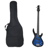 Electric Bass Guitar for Beginner with Bag Blue and Black 4/4 46" 70182