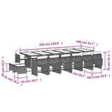 17 Piece Garden Dining Set with Cushions Black Poly Rattan 3211182