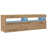 TV Cabinet with LED Lights Artisan Oak 120x35x40 cm Engineered Wood 856306