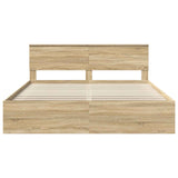 Bed Frame with Headboard Sonoma 200 x 200 cm Engineered wood 3407834