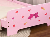 Princess-Themed Kids Toddler Bed w/ Cute Patterns, Safety Rails, for Ages 3-6 Years - Pink T3398P347981