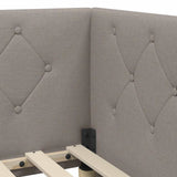 Corner Bed Frame with Headboard Taupe 90 x 200 cm Fabric 42016500