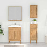 Bathroom Furniture Set FLORO 3 pcs Wax Brown Solid Pine Wood 3385883