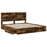 Storage Bed with Drawer Smoked Oak 180 x 200 cm Engineered Wood 3411184