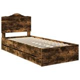 Bed Frame with Drawer Smoked Oak 100 x 200 cm Engineer Wood 3413447