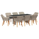 Garden Dining Set 9 pcs Light Grey Poly Rattan 3261634