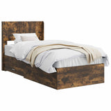 Bed Frame with Storage and Headboard Smoked Oak 100 x 200 cm 3414503