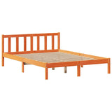 ZNTS Bookcase Bed without Mattress Wax Brown 135x190 cm Double Solid Wood Pine 3321668
