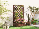 53L Garden Wooden Planter Box with Trellis Free Standing Flower Raised Bed with Lattice for Climbing T3398P325312