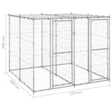Outdoor Dog Kennel Galvanised Steel with Roof 4.84 m 3082271