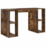 Desk with Shelf Smoked Oak 130 x 50.5 x 75 cm Engineered Wood 869502