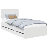 Bed Frame with Drawer White 100 x 200 cm Engineered Wood 3412213