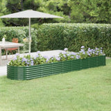 Garden Raised Bed Galvanised Steel 368x80x36 cm Green 318928