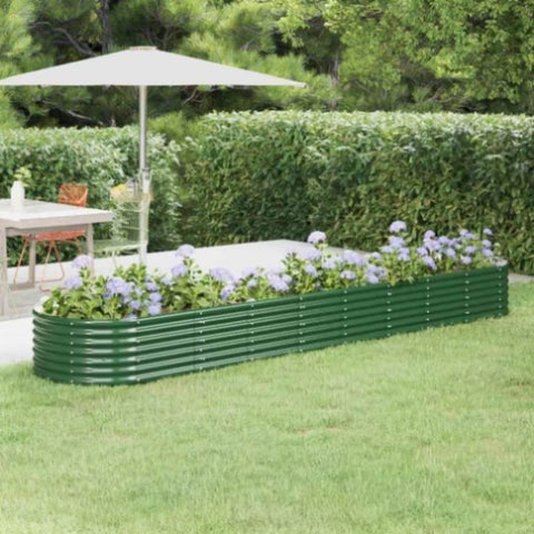 Garden Raised Bed Galvanised Steel 368x80x36 cm Green 318928