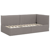 Corner Bed Frame with Headboard Taupe 90 x 190 cm Fabric 42016460
