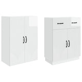 Cabinet Set 2 pcs High Gloss White Engineered Wood 3416830
